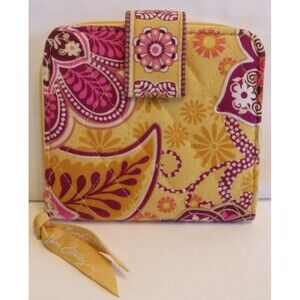 Vera Bradley Quilted Bifold Snap Close Small Wallet Bali Gold Pattern Yellow